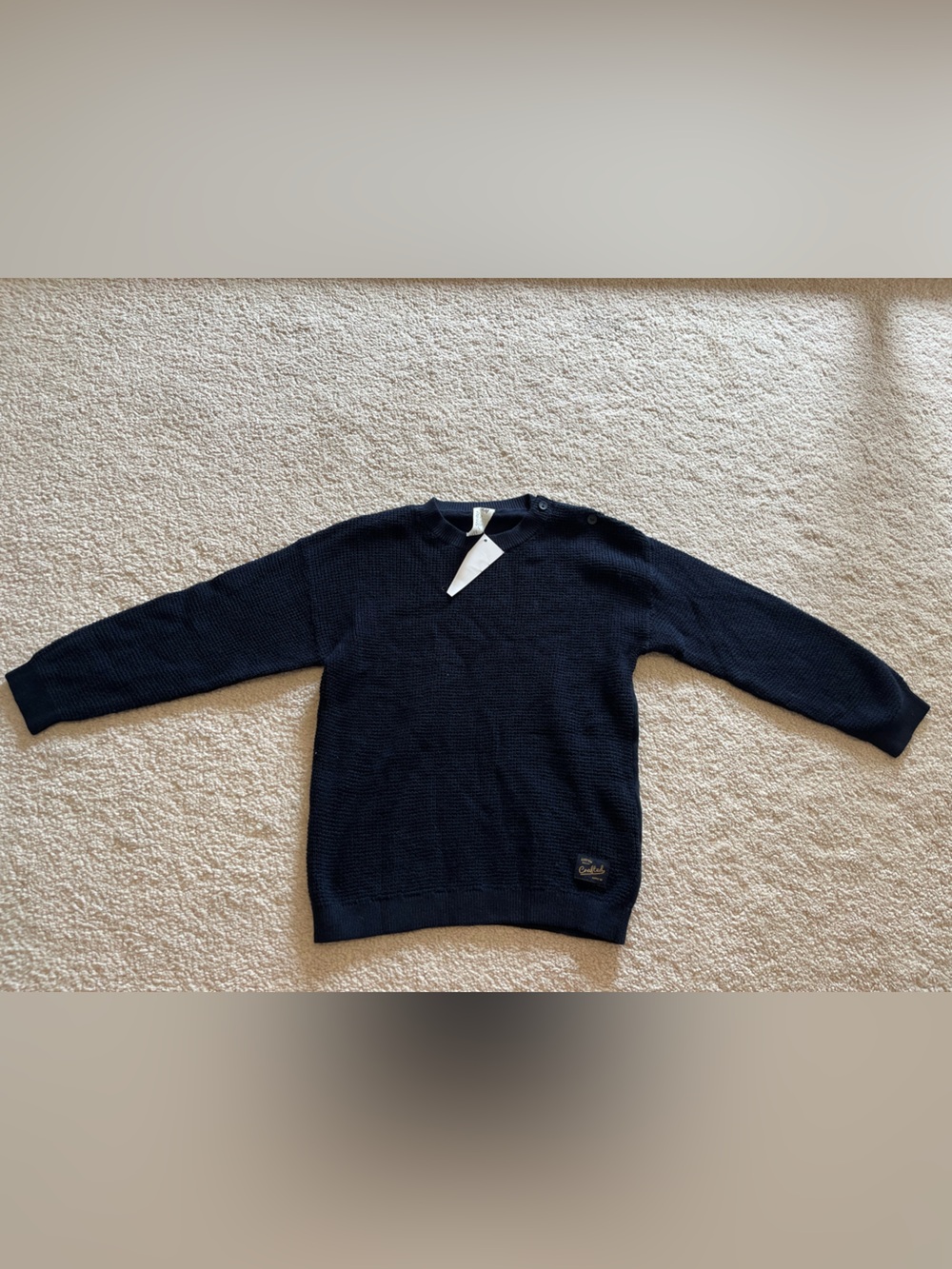 H&M Dark Navy Crewneck Sweater with Shoulder Buttons